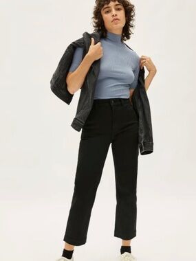 Everlane The Straight Leg Crop Black Sz 00 Excellent!